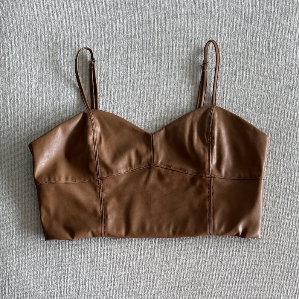 Brown Leather Women's Top